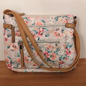 Rosetti Zoya Large Crossbody Women's Bag with Tan Accents. Zipper Closures.